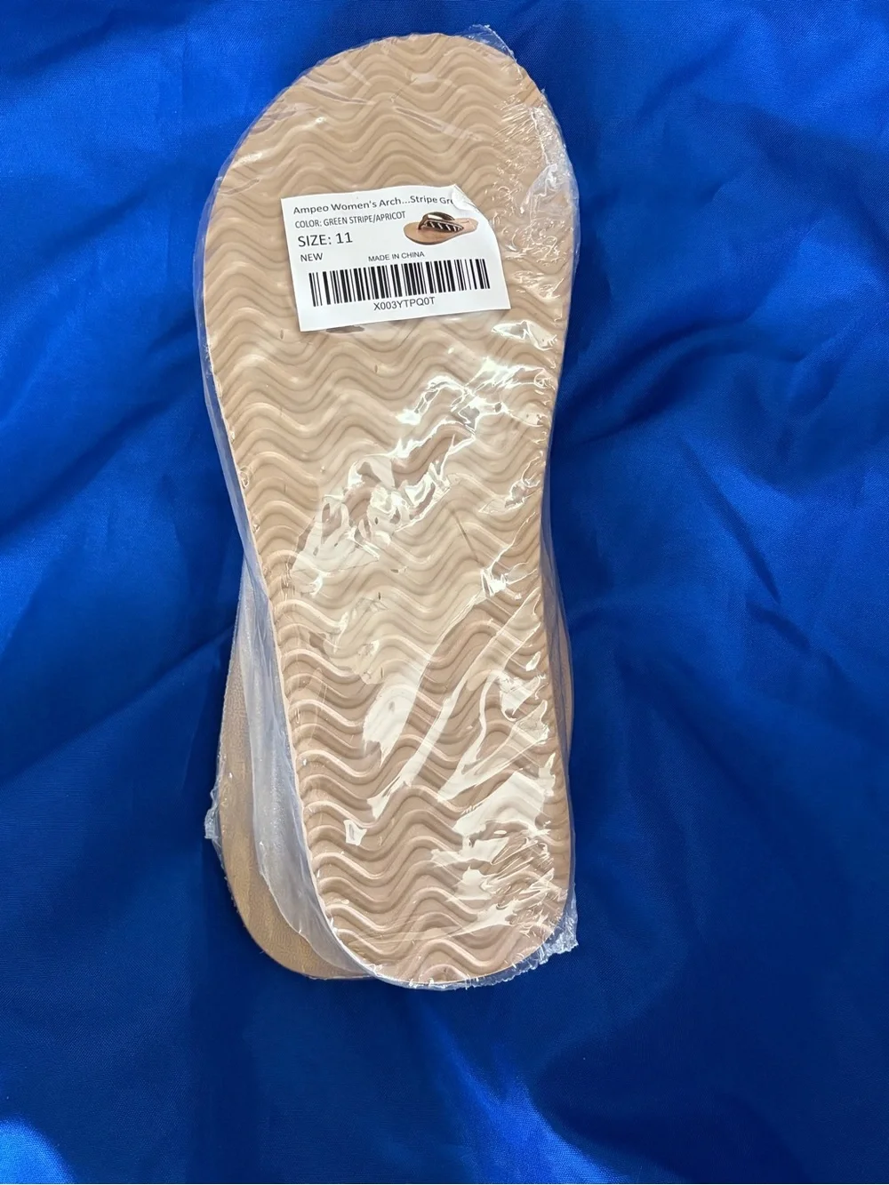Ampeo Women's Green Stripe/Apricot Sandal - Size 11